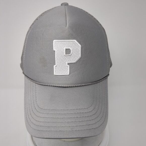 Letter P Snapback Trucker Hat Gray OS Adjustable Embroidered Mesh Back Rope Otto - Picture 2 of 8